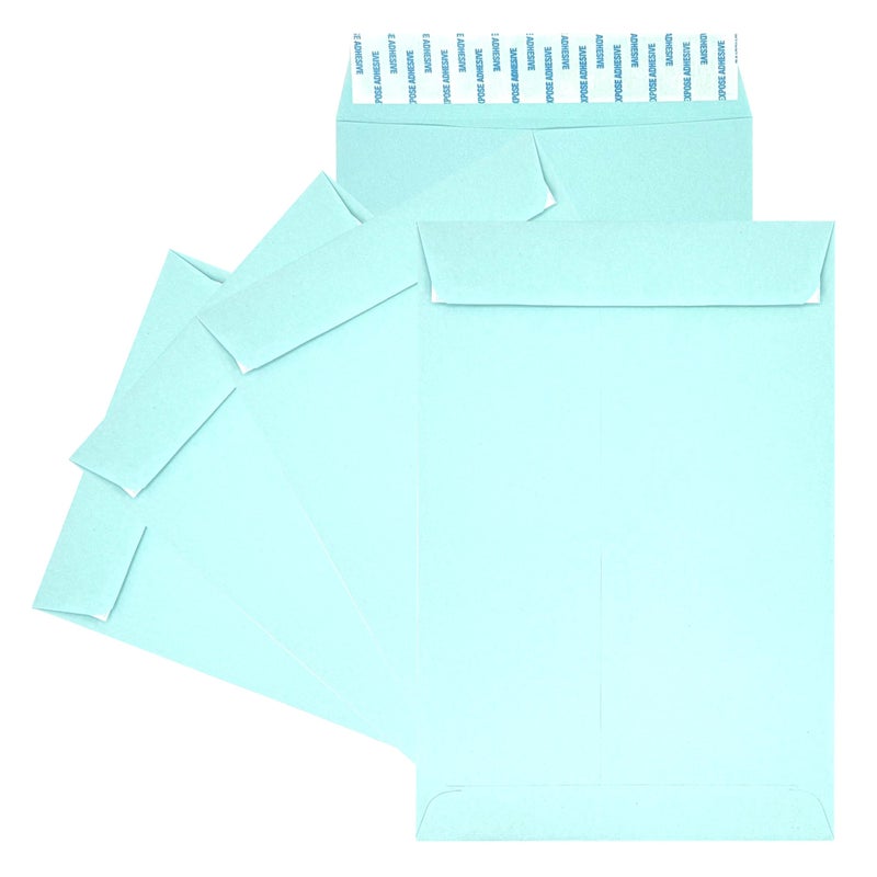 Minas Envelope 6"" x 9"" Catalog Envelopes, Peel & Seal, 24LB, 100 Count (Blue) - Image 1